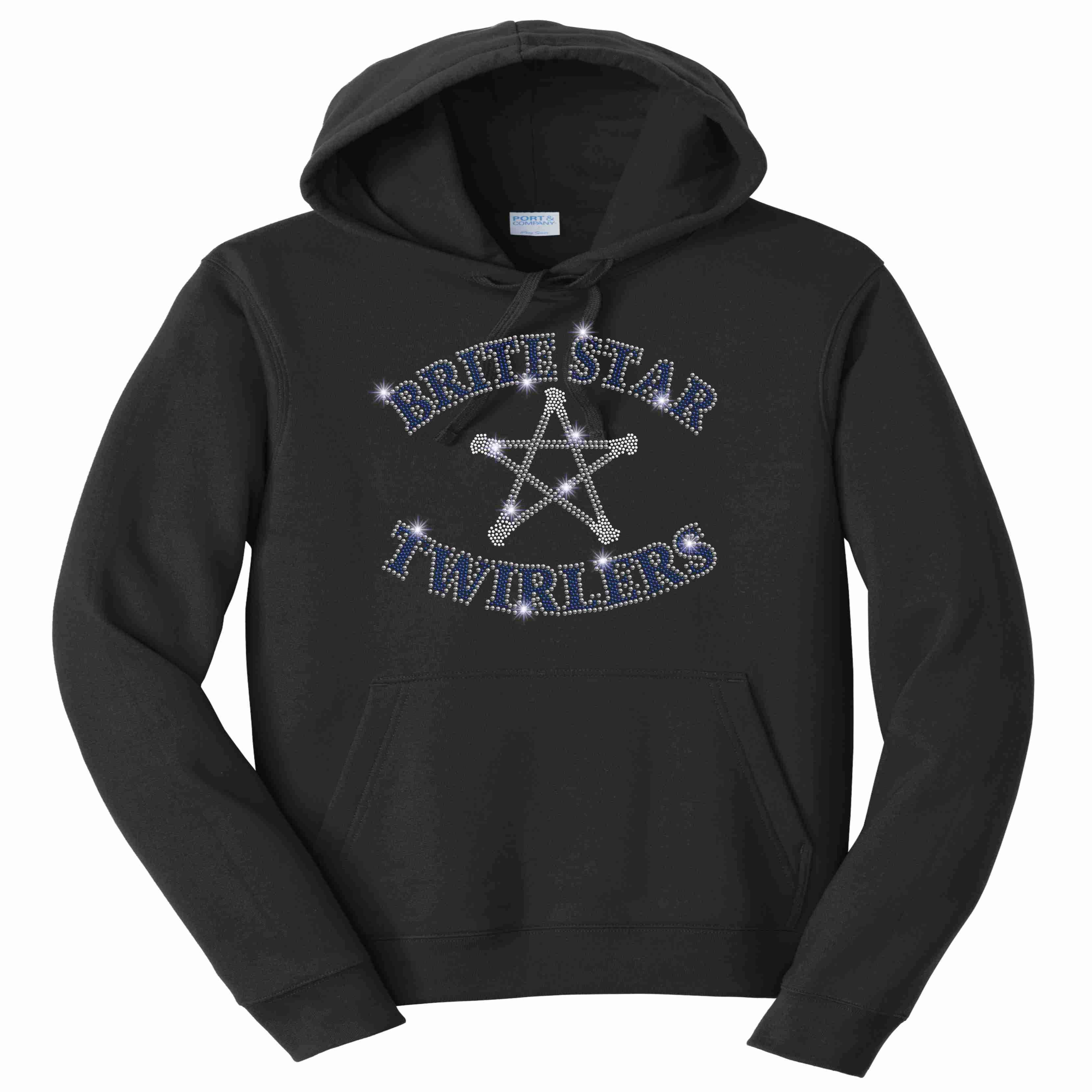 Brite Star Twirlers- Adult Bling Hoodie Hoodie Beckys-Boutique.com Small Black